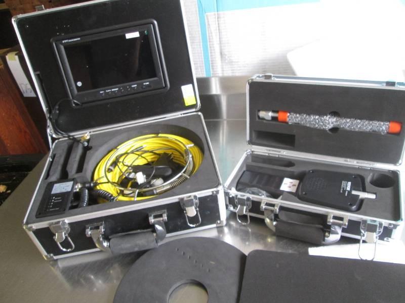 Actual lot photo: Sewer Camera 512 Hz Locator 7 in. Screen Pipeline Inspection Camera IP68 with 100 ft. Snake, DVR Function, 16GB SD Card